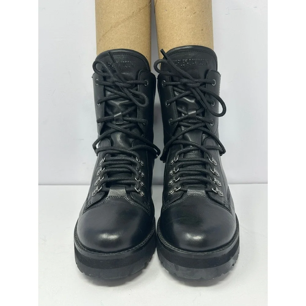 Harley Davidson Womens Black Leather Riding Boots D84756 Lug Sole Size 11M A8